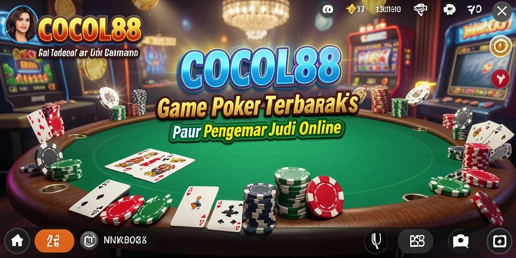 Tampilan antarmuka permainan poker yang menarik dan interaktif.