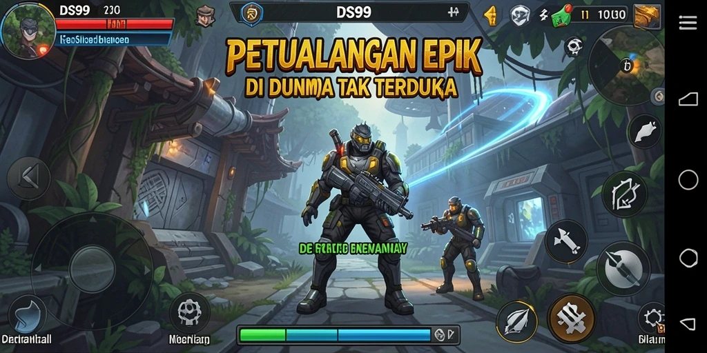 Tangkapan layar gameplay DS99 menunjukkan aksi seru dan eksplorasi menakjubkan.
