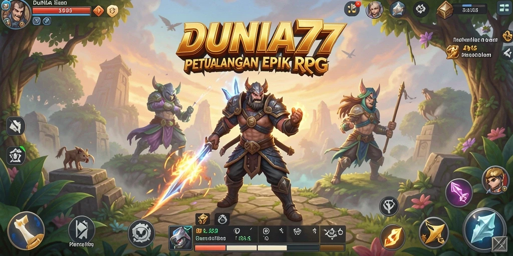 Tangkapan layar DUNIA77 menampilkan aksi pertarungan seru dengan karakter yang memukau.