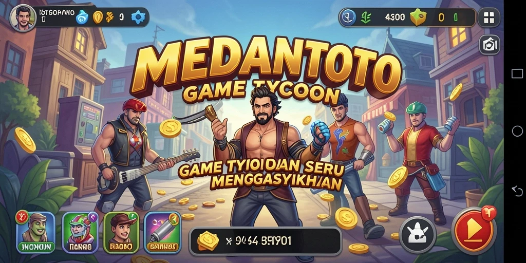 Screenshot gameplay MEDANTOTO yang menampilkan manajemen bisnis Tycoon.