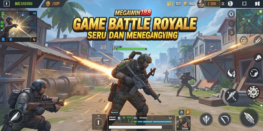 Gambaran gameplay seru dalam MEGAWIN188 yang penuh tantangan Battle Royale.