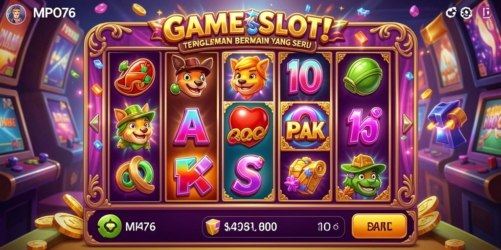 Tampilan gameplay MPO76 dengan grafis slot yang menawan.