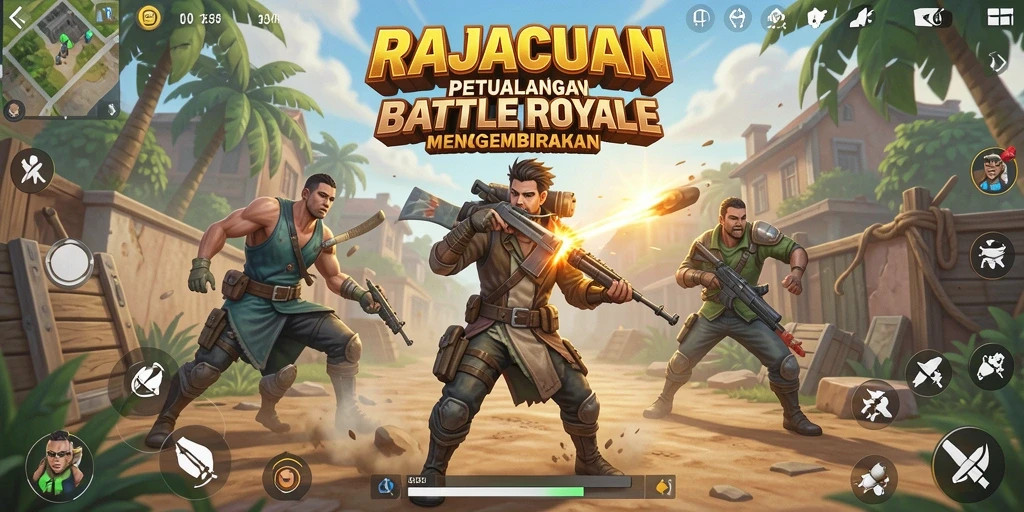 Tampilan menarik dari gameplay Battle Royale di RAJACUAN.