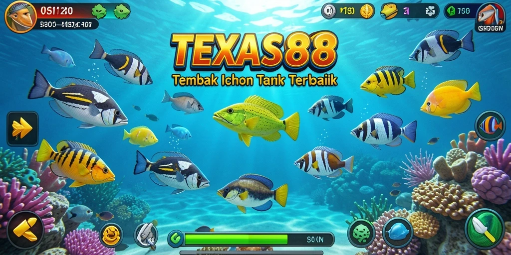 Screenshot gameplay <strong>TEXAS88</strong> menampilkan aksi menembak ikan yang seru.
