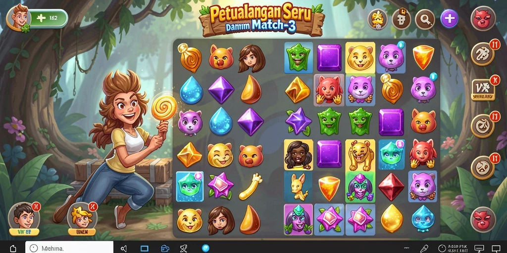 Tampilan gameplay menarik dari VV62 dalam genre Match-3.